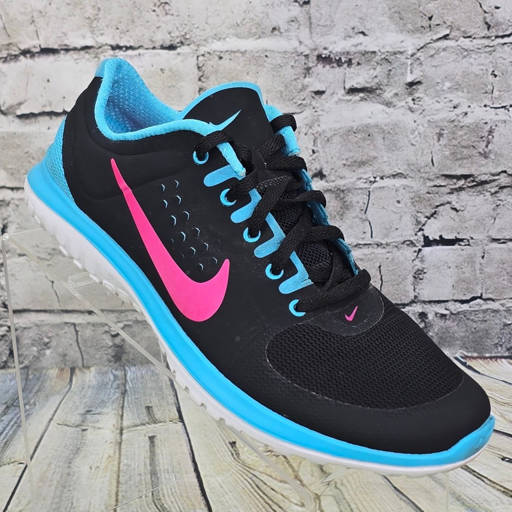 Nike FS Lite Run Running Shoes Womens 9.5 Black Blue Pink Lightweight Sneakers